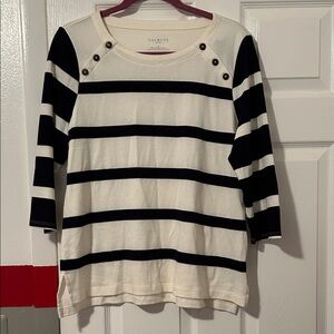 Talbots Cream and Pink Cotton Top